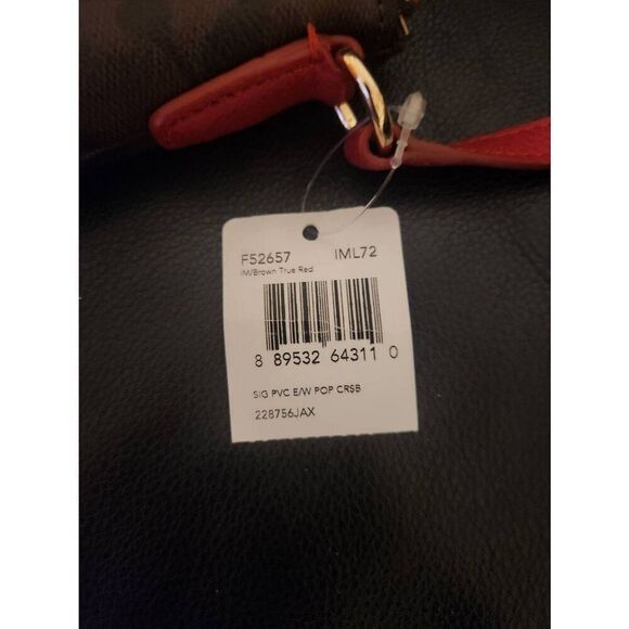 NWT Coach Signature East/West Crossbody F52657 Purse with red Interior and cross - Picture 4 of 7